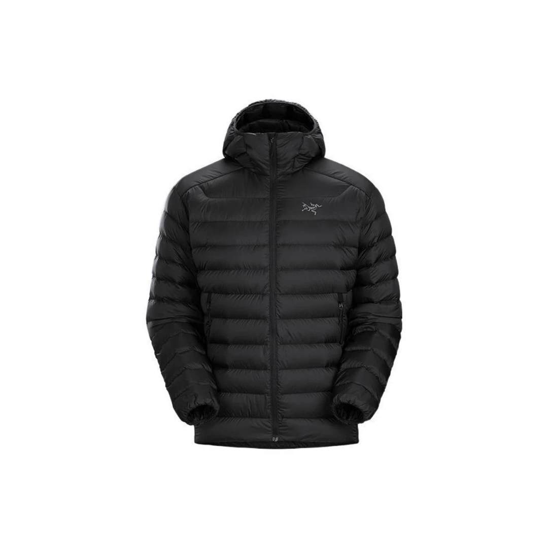 始祖鸟羽绒服 Cerium Hoody 保暖纯色拉链 刺绣徽标连帽百搭排骨
