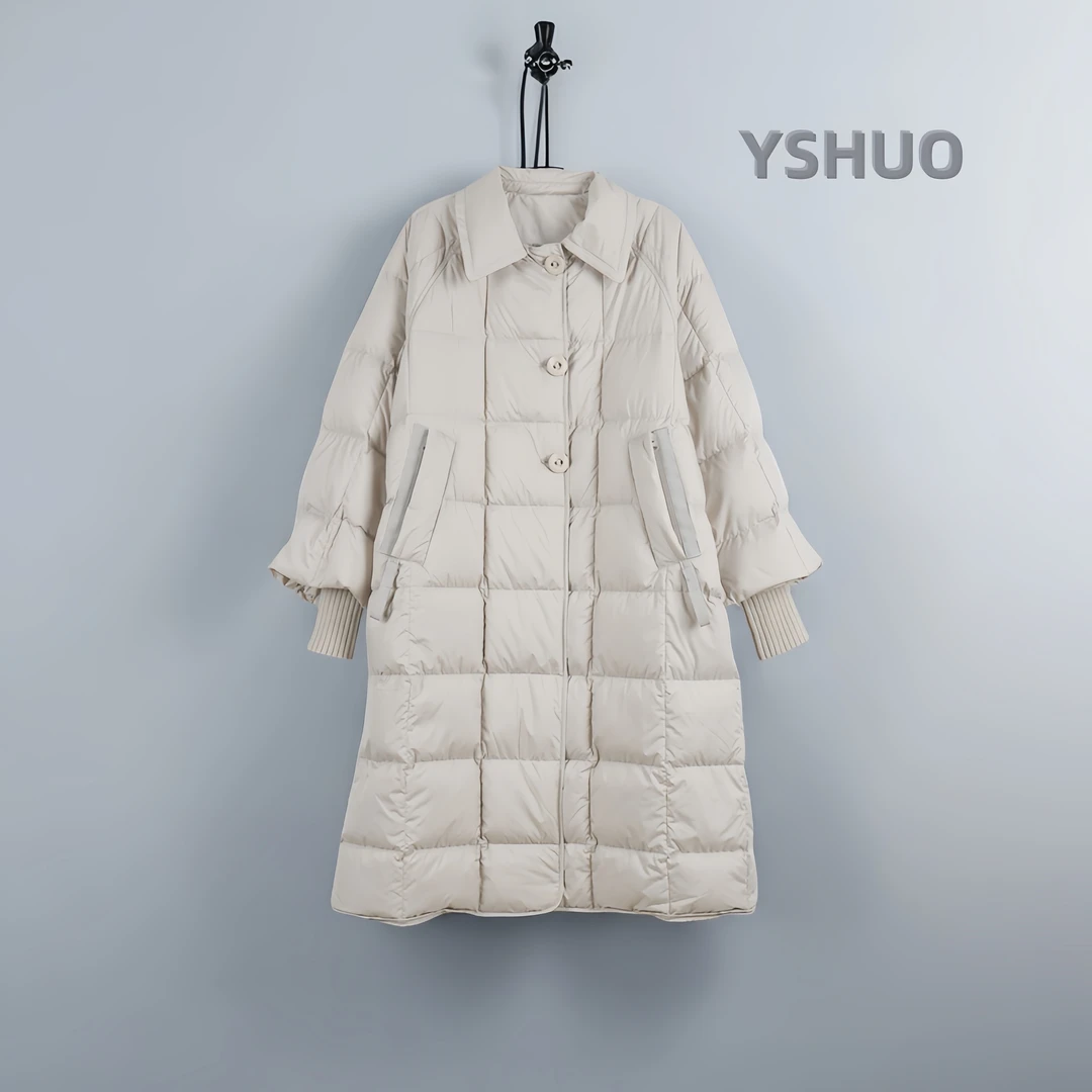 【2.0版温暖壁炉】韩系高级感豆腐块充绒长款羽绒外套 66076