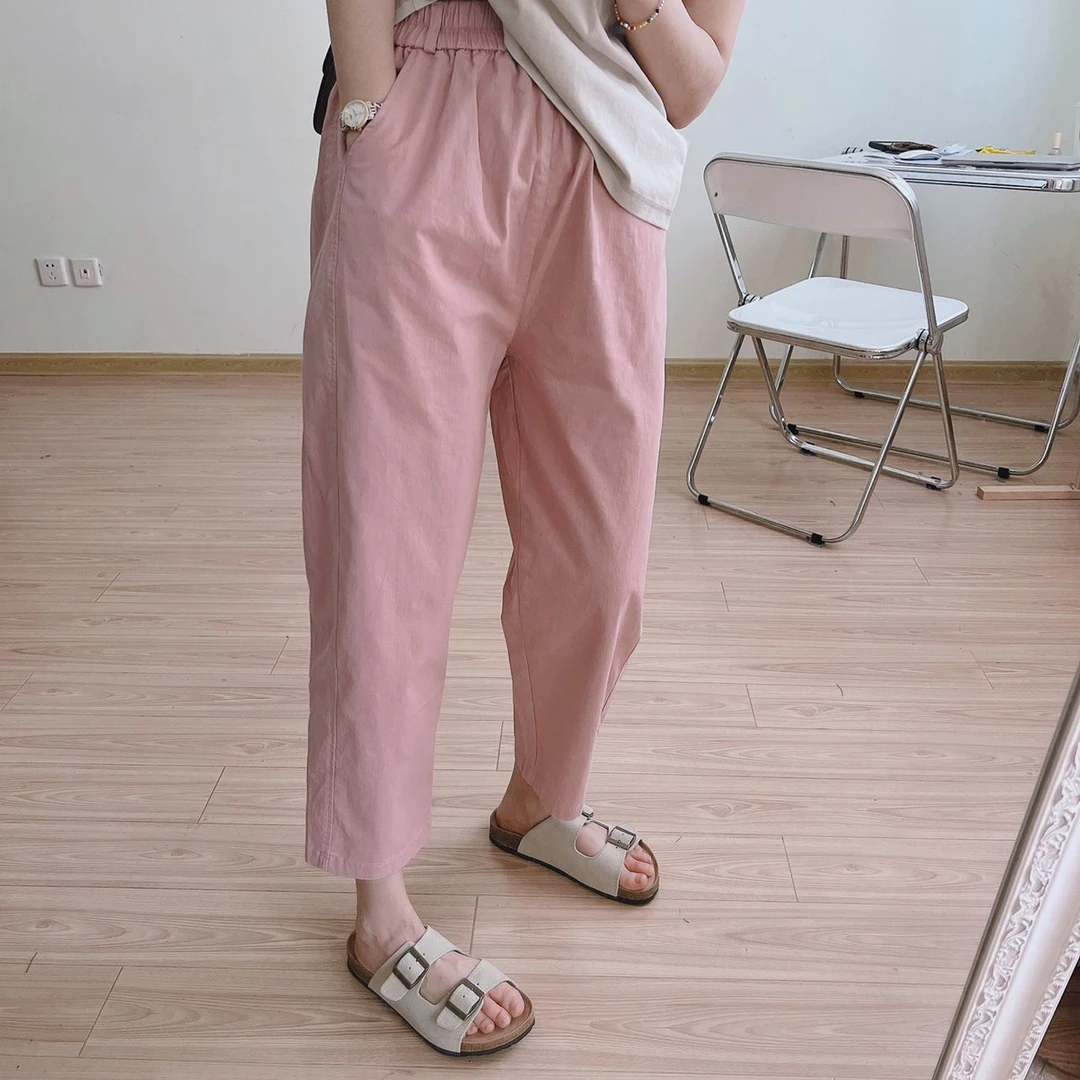 夏季外穿百搭哈伦裤女薄款韩版休闲大码显瘦时尚潮搭高腰九分裤子