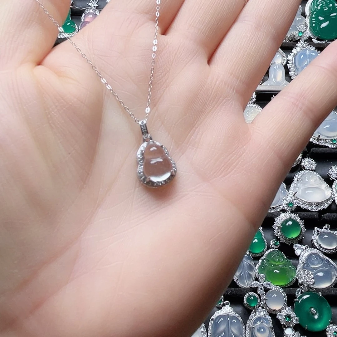 石英质玉挂件银S925镶嵌