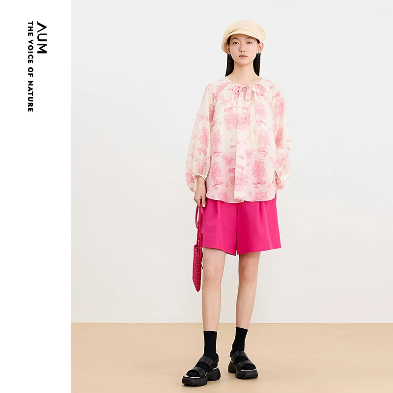 【晨晨精选】AUM/噢姆桃花夭夭春夏气质百搭衬衫M1EG22671