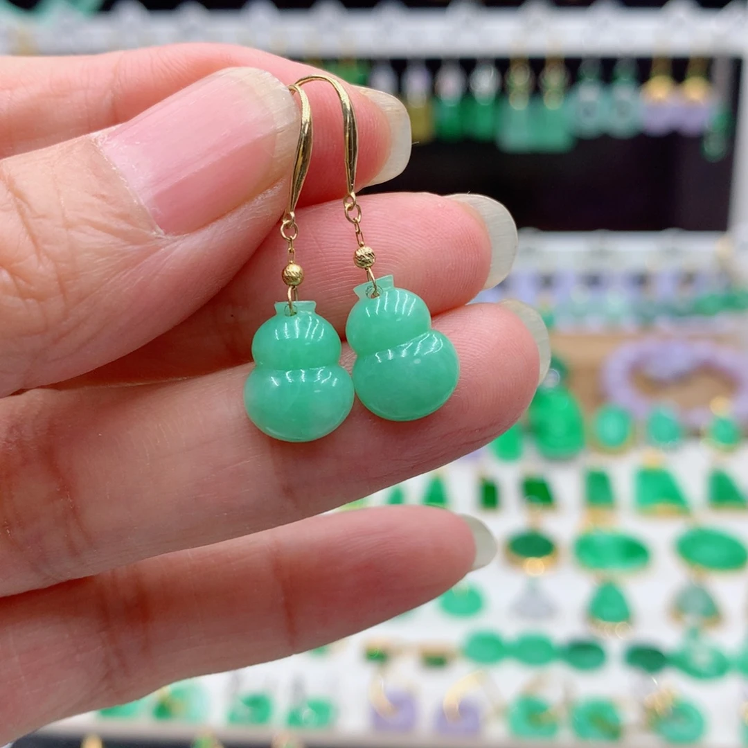 翡翠18K金镶嵌耳饰