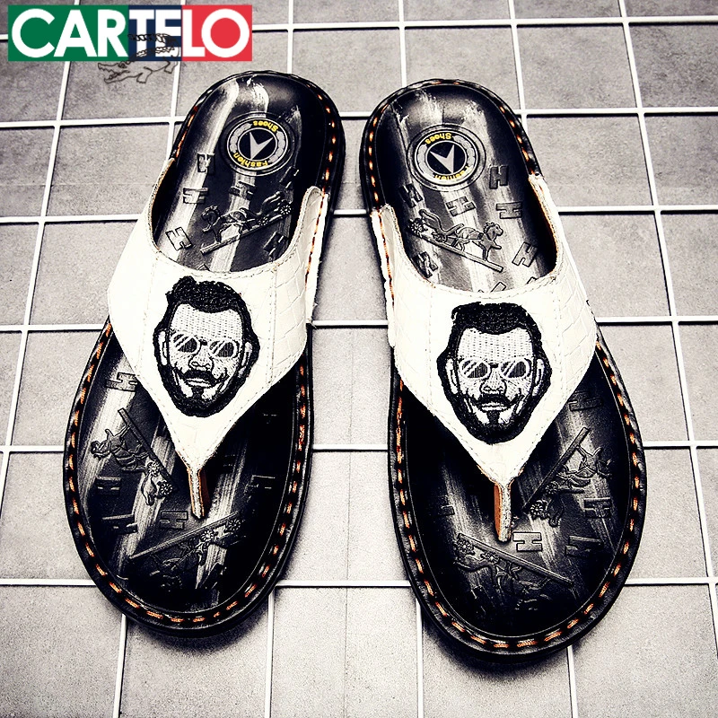 真皮人字拖男士夹脚凉鞋夏季2025新款室外穿高端防滑沙滩拖鞋男款