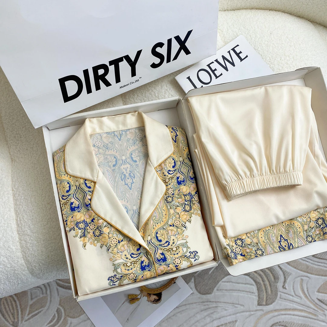 DAVINCIART2025新款高颜值国风可外穿家居服冰丝睡衣女四季可穿