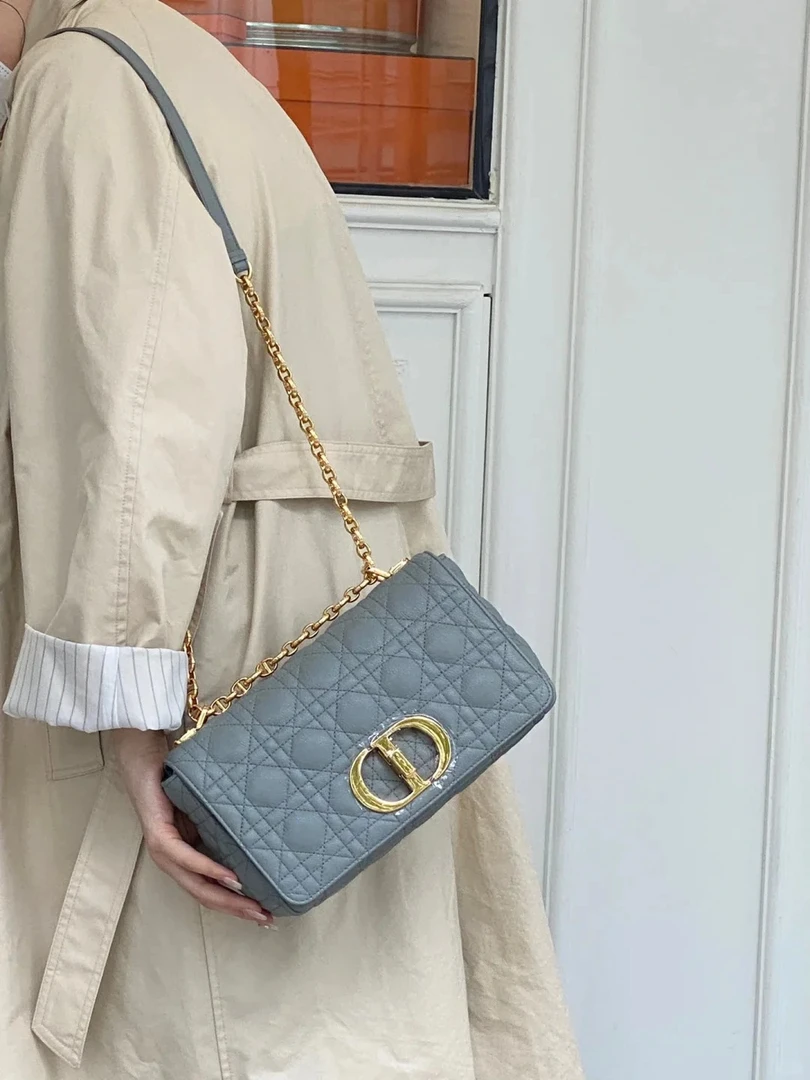 99新 DIOR/迪奥 dior caro中号灰色单肩斜挎包 /公价无/甄选