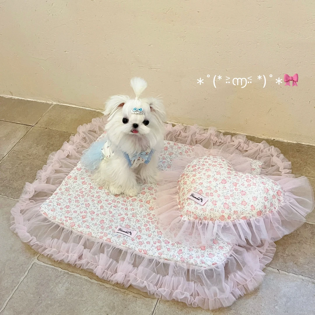 YCANCAN 宠物睡垫碎花窝公主床猫窝狗床马尔济斯西施犬约克夏比熊