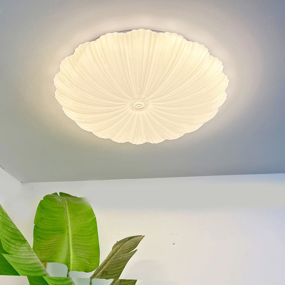 贝壳灯奶油风卧室灯LED房间灯北欧吸顶灯中山灯具房走廊阳台灯