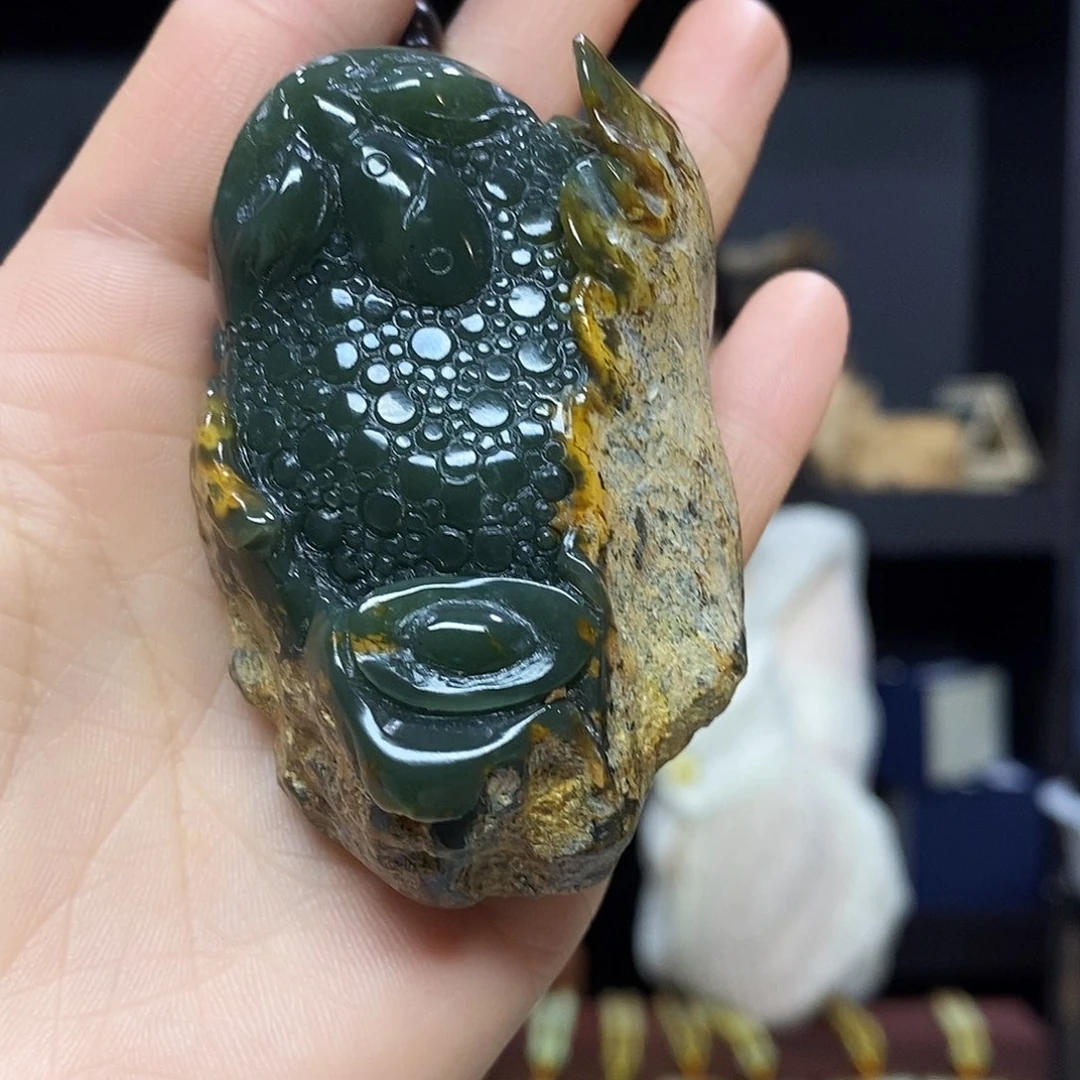 岫岩河磨玉（透闪石质玉）手把件未镶嵌