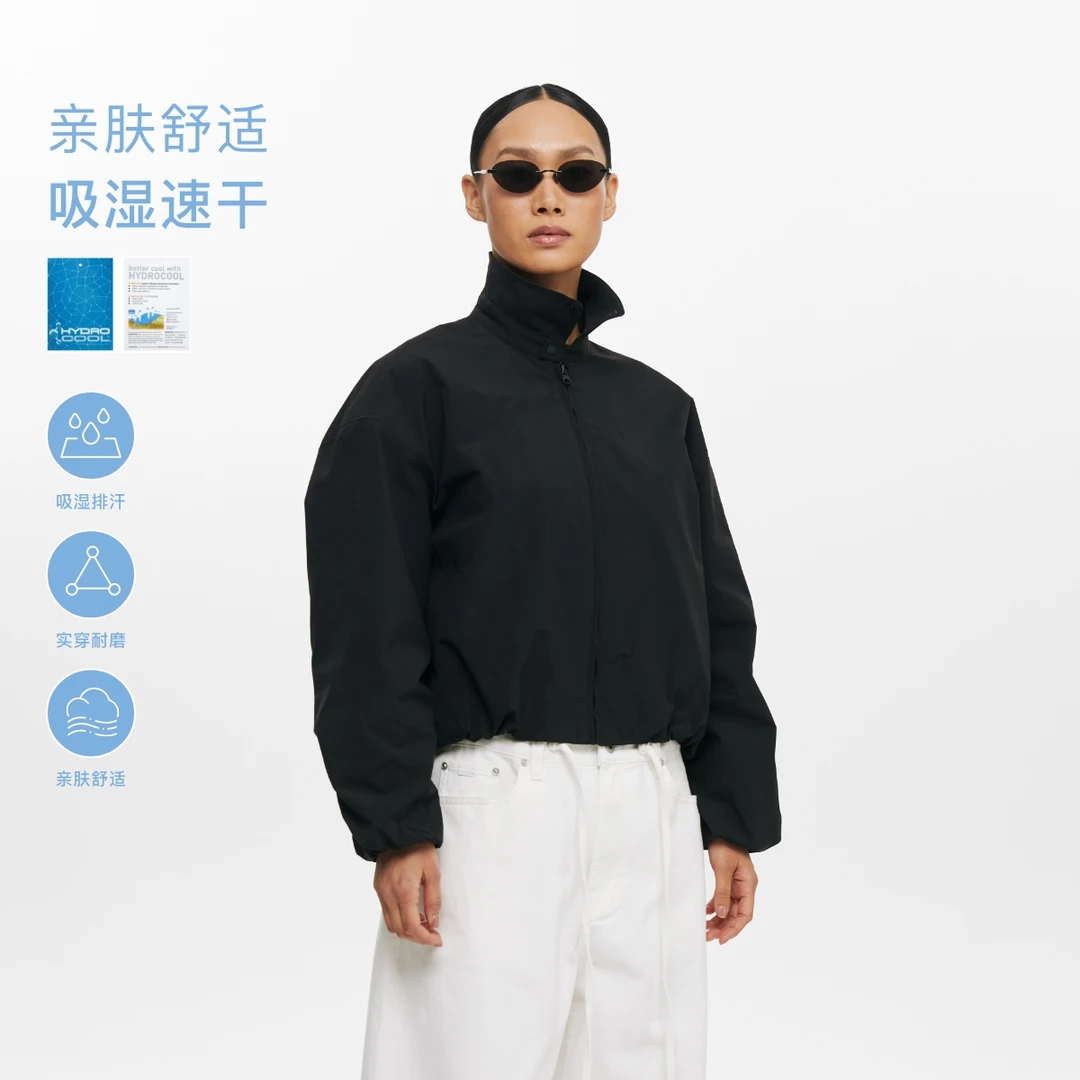 Oneup速干花苞翻领拉链夹克运动时尚户外休闲纯色春季简约宽松