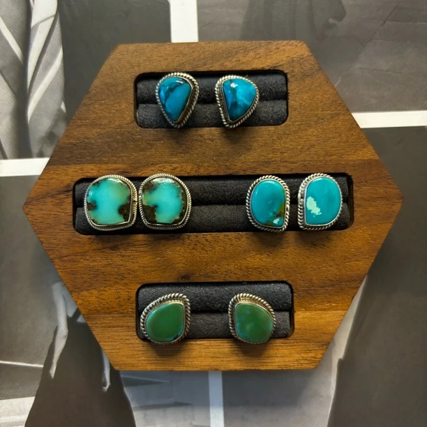 925银戒指 【松秀饰品】925银松松戒指手工蓝色复古优雅