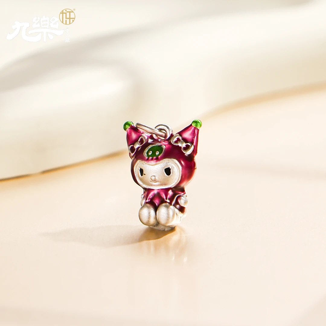 九乐 吊坠足银 999紫色库洛米吊坠精致卡通配件DIY手工搭配饰品