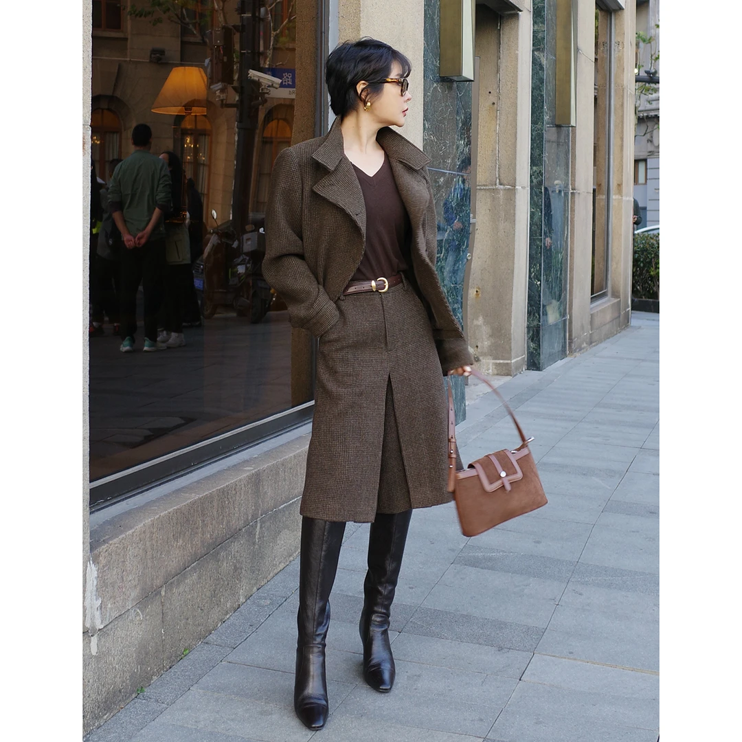 【纽约胶片】绅士格调 隐形风琴裤冬季羊毛呢保暖五分裤裙裤