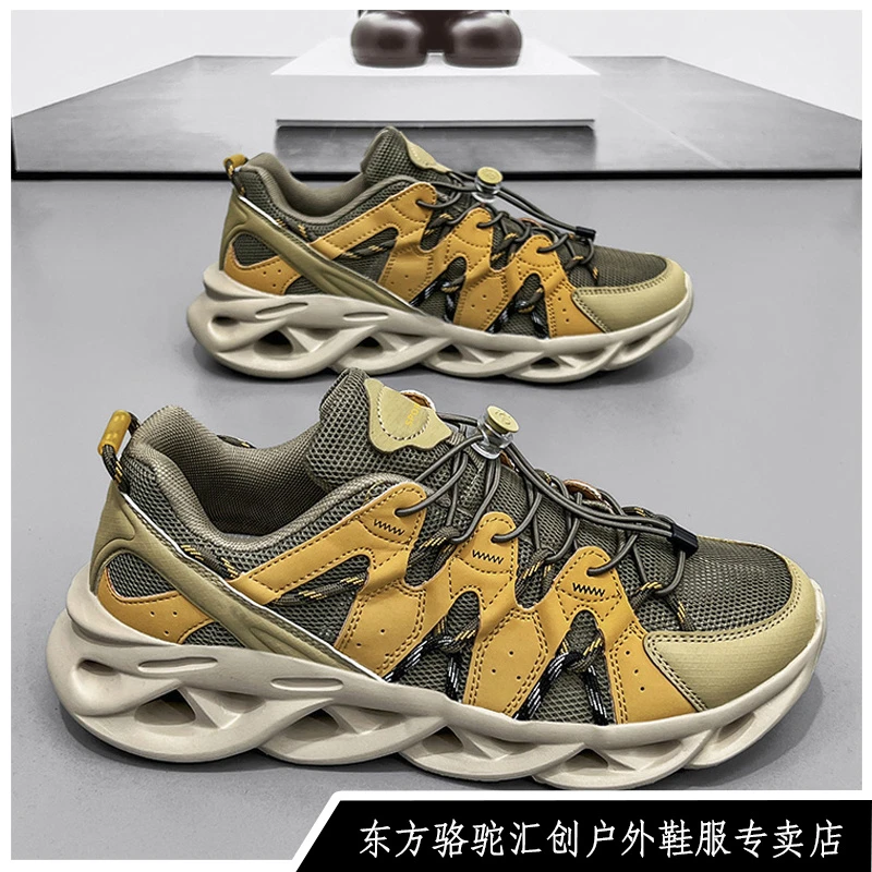 东方骆驼男鞋2025新款网面透气青少年运动休闲减震厚底耐磨登山鞋