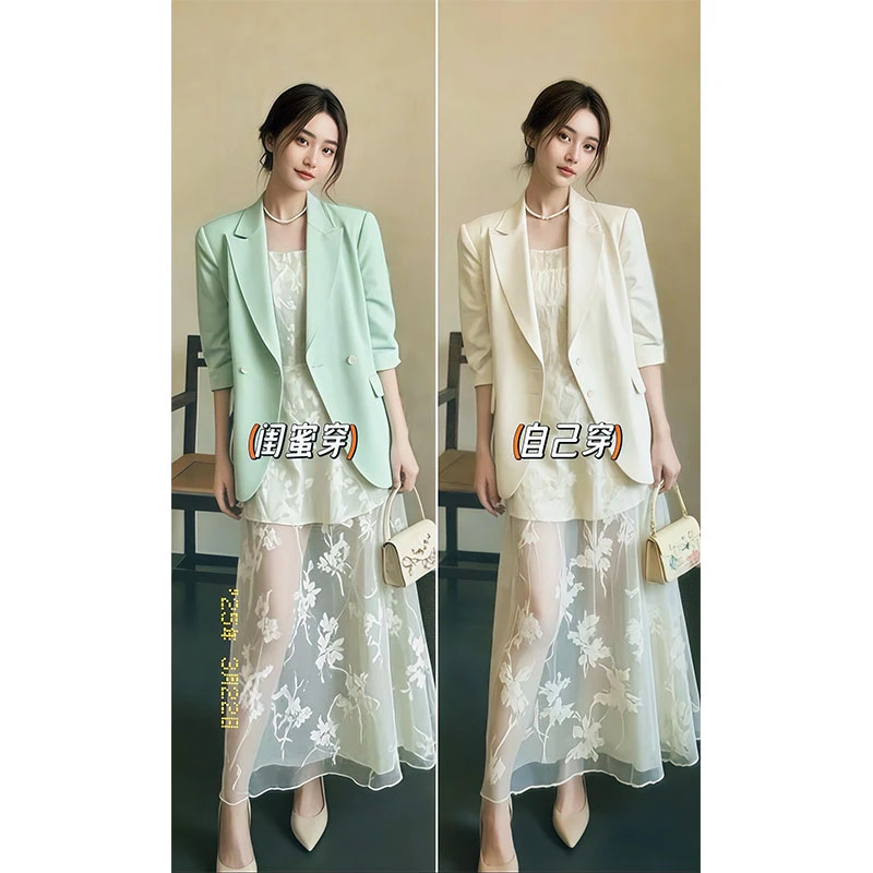 白色西装外套2025春装新款超火独特漂亮气质名媛小香风高级感西服