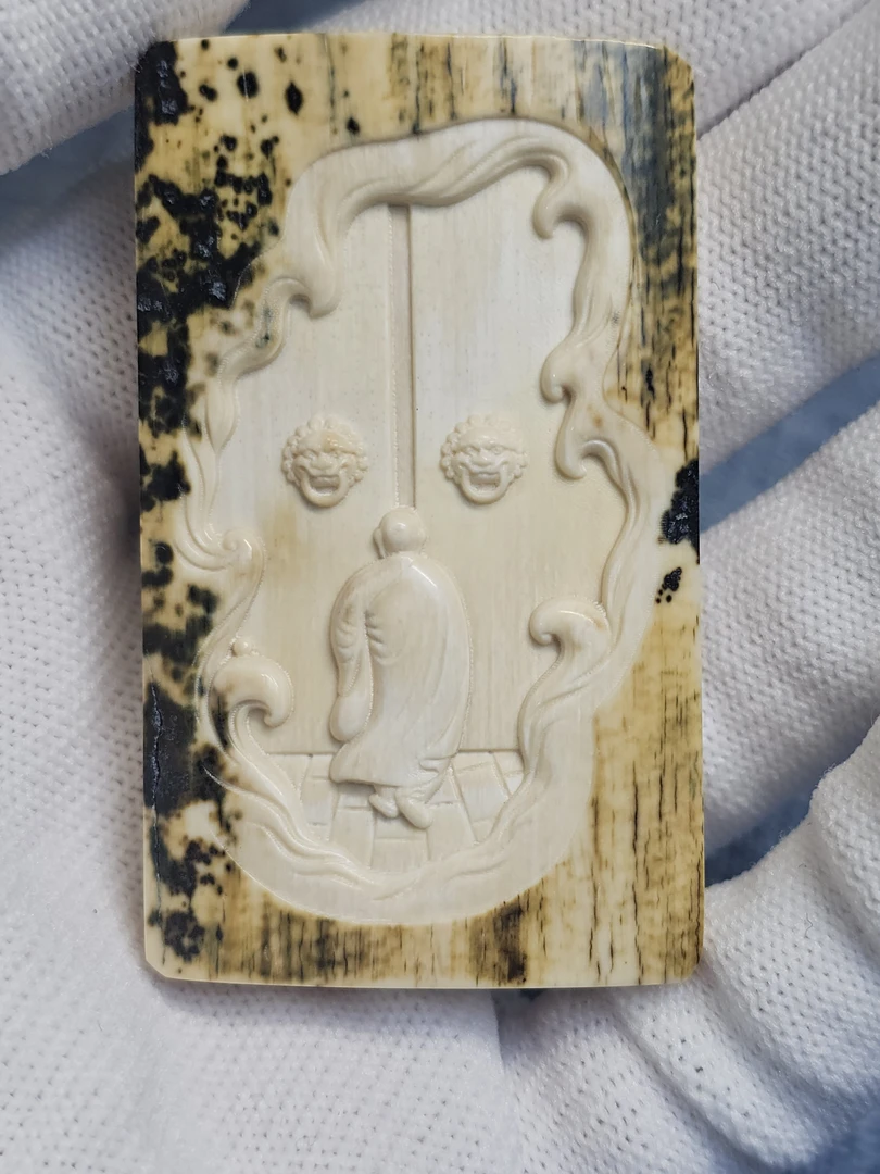 天然猛犸牙一心向佛吊坠