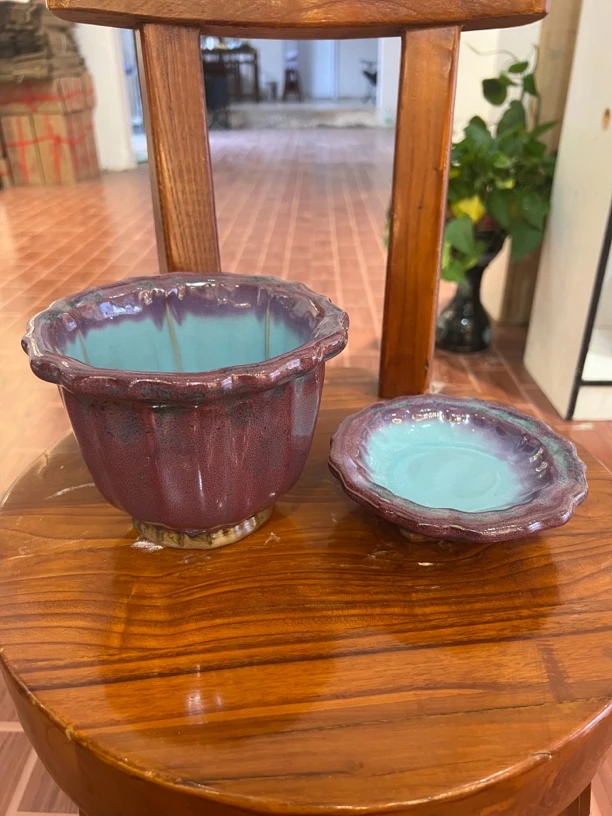 钧瓷花盆一套两件