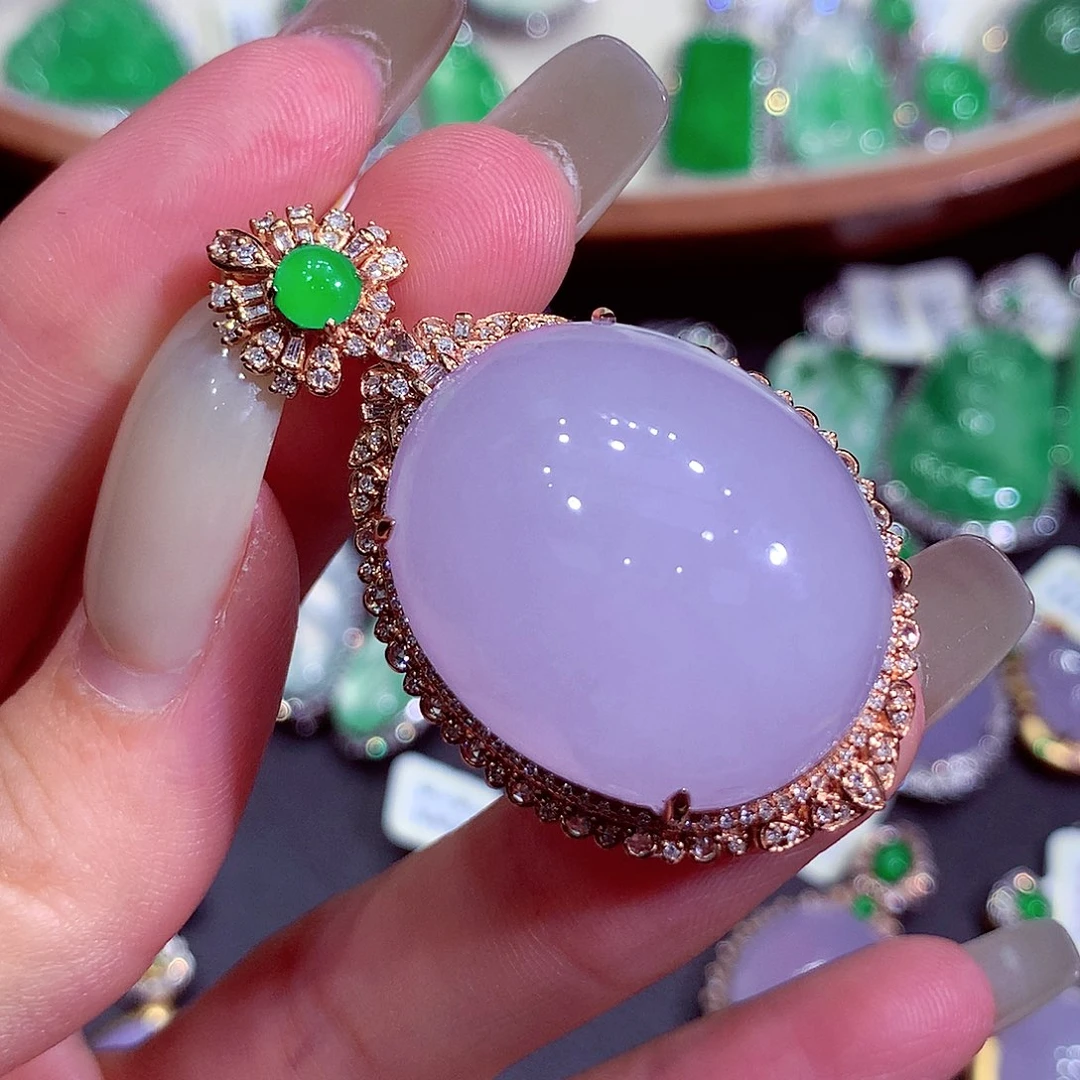 翡翠18K金镶嵌吊坠(不含链)