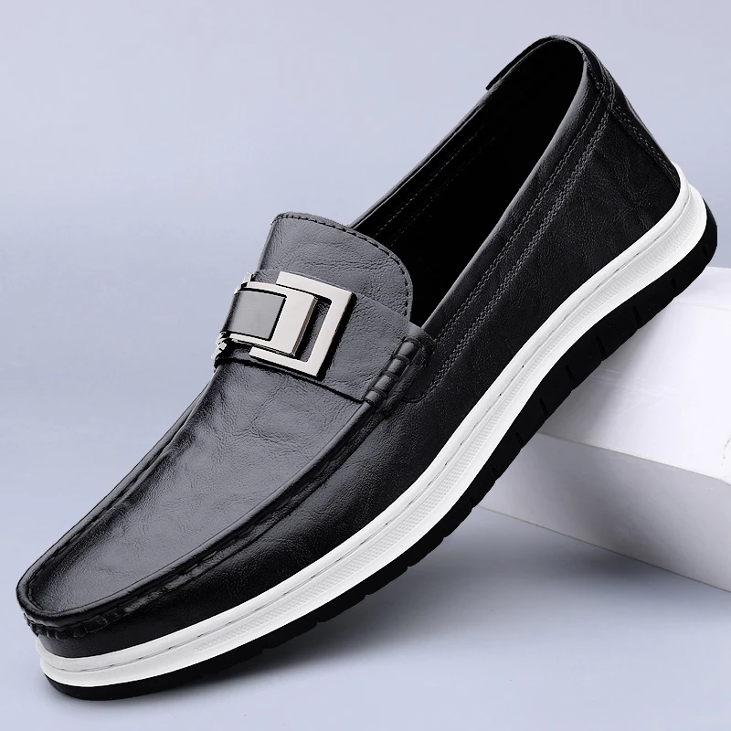 皮鞋男春季透气防臭软底轻便男士豆豆鞋简约百搭一脚蹬休闲驾车鞋