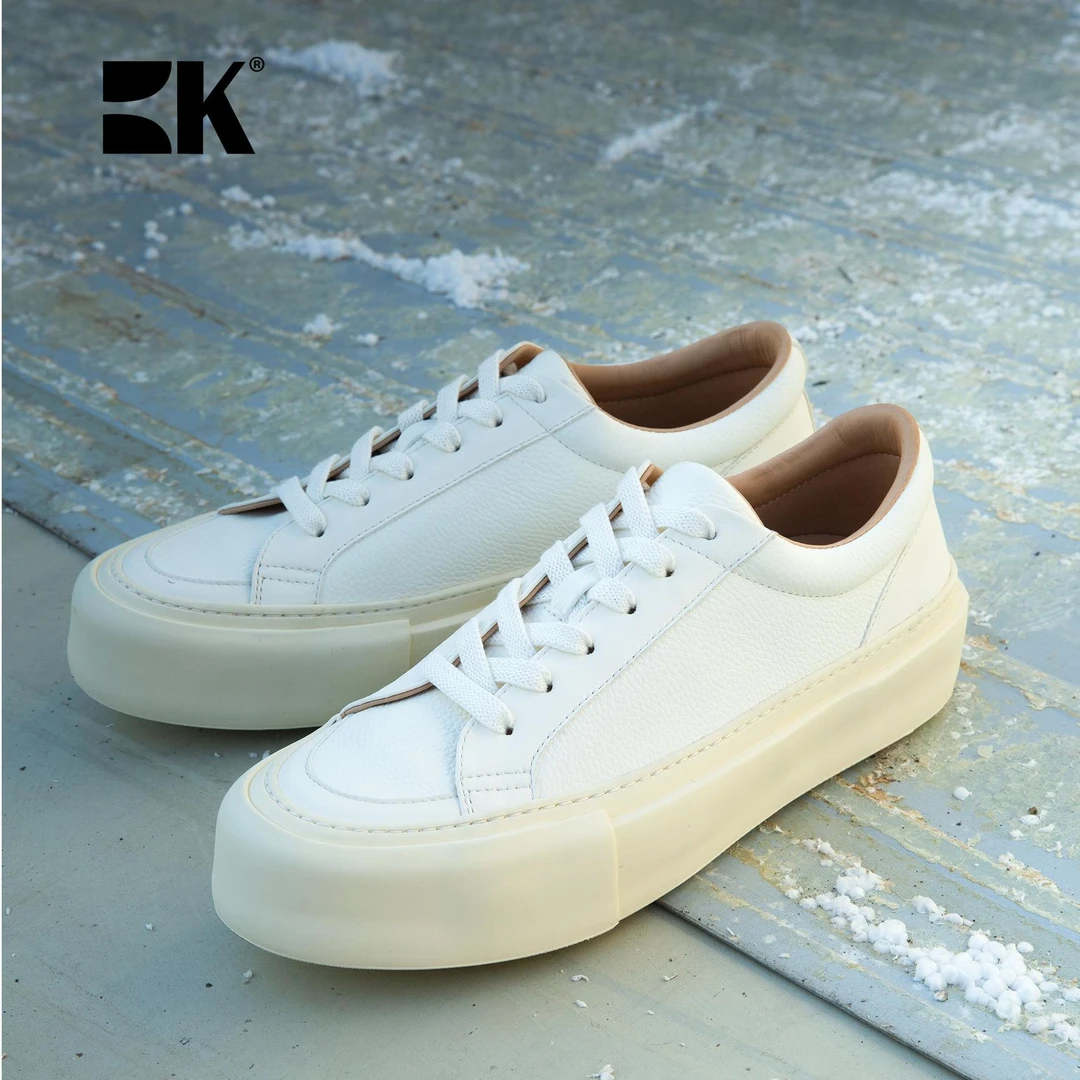 伯帝酷奇男鞋潮鞋2024新款小白鞋男真皮厚底百搭防滑潮流休闲板鞋