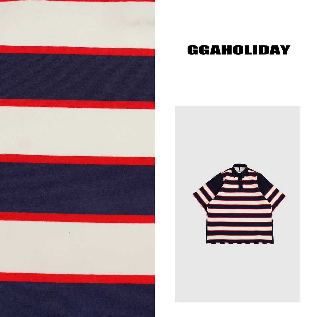 25新款设计师原创新款休闲百搭时尚简约宽松舒适条纹POLO衫151148