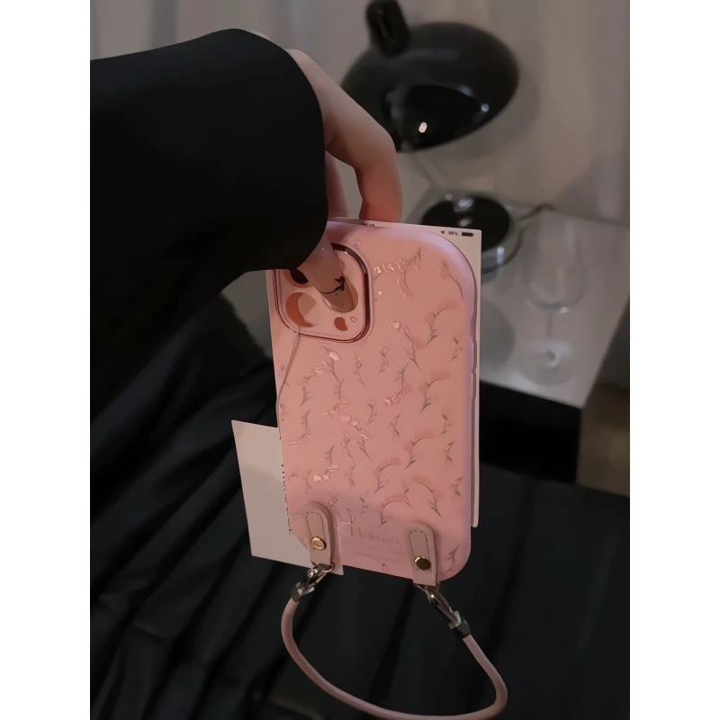 海棠花适用苹果17pro手机壳16pm小胖妹华为p80小众oppo荣耀小米15