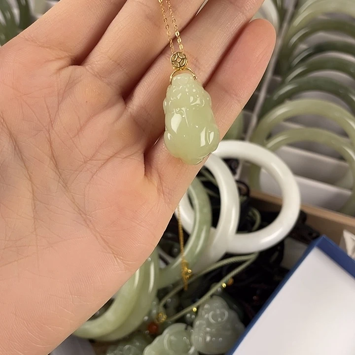 和田玉银S925镶嵌颈饰