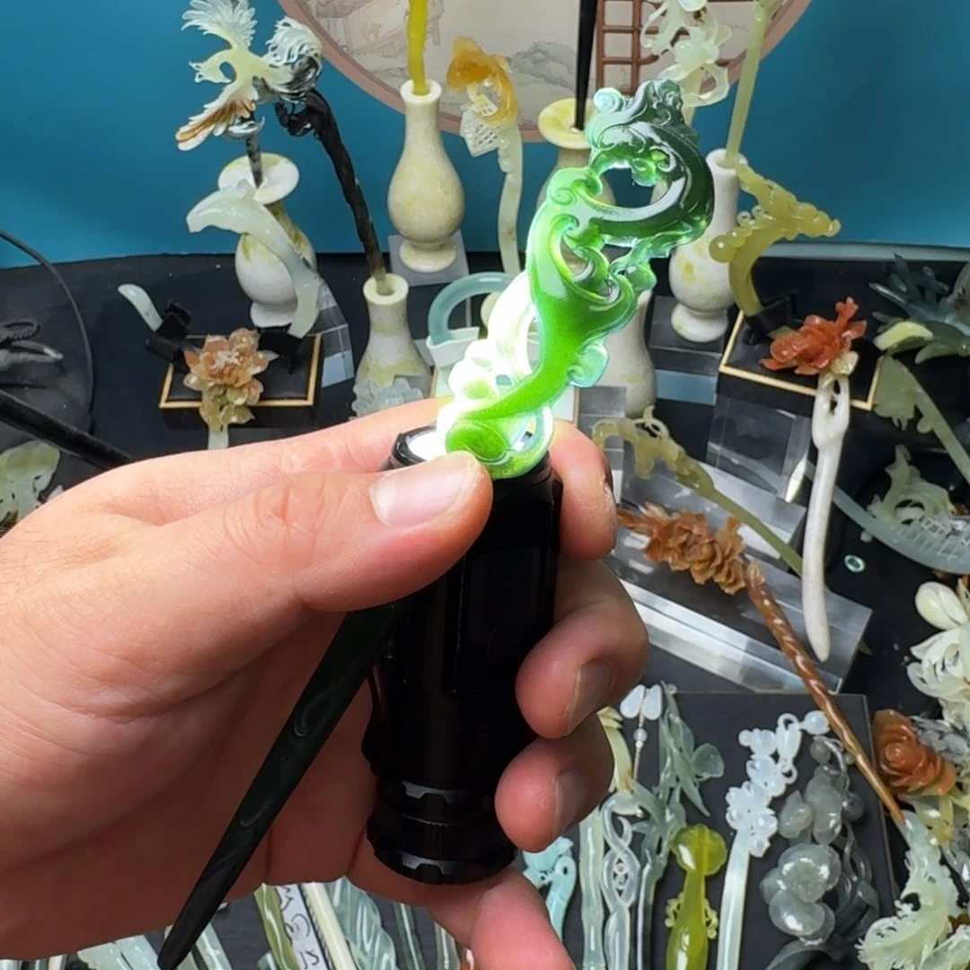 蛇纹石玉未镶嵌发饰