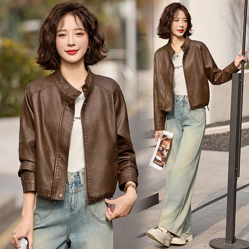 小皮衣外套女短款2025新款秋秋酷飒气质洋气休闲复古PU皮夹克上衣