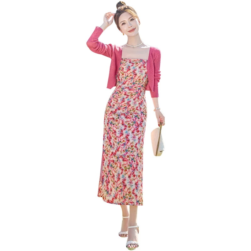 丝柏舍2025夏季欧若风外衫搭碎花吊带裙两件套套装S51B0314N