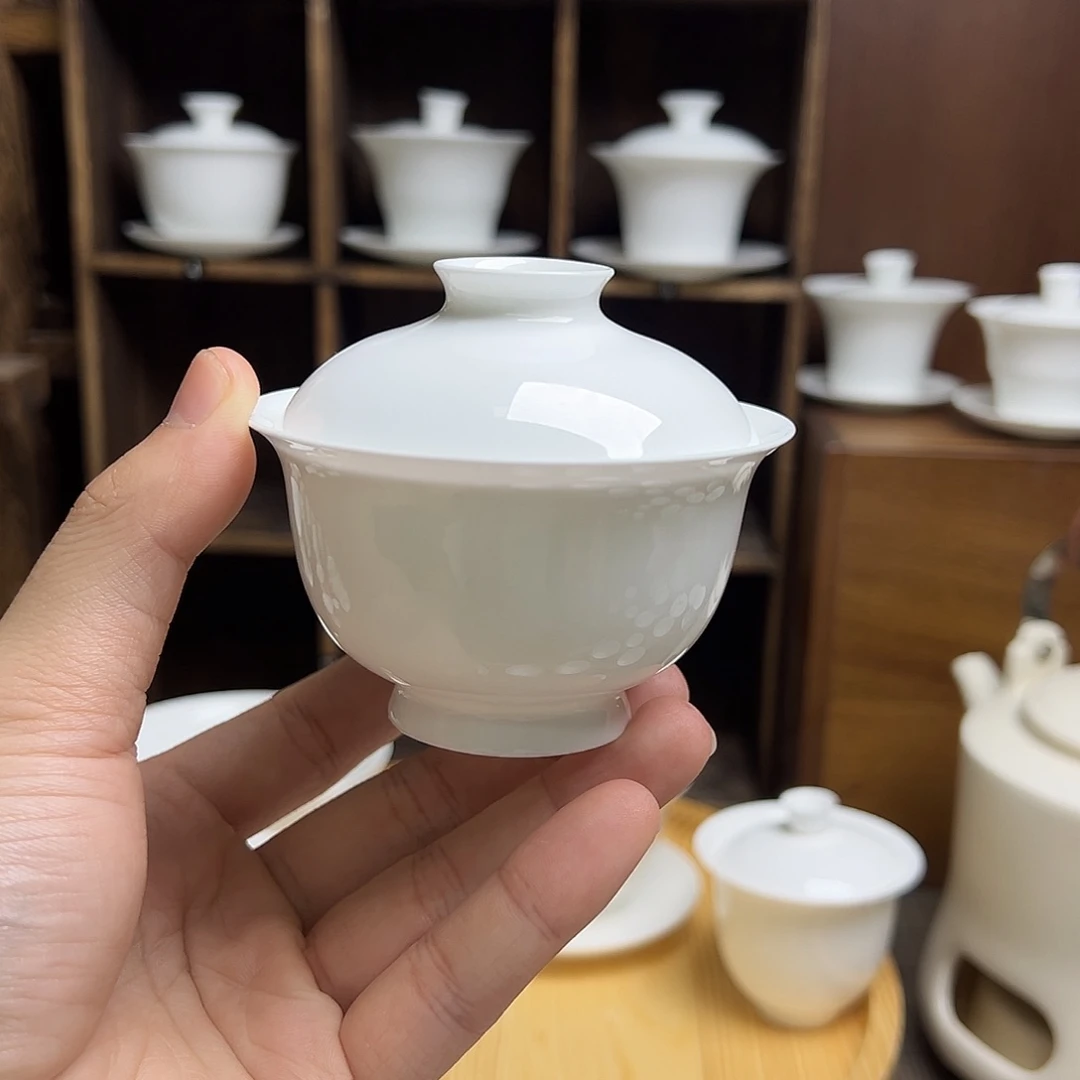 骨瓷布袋盖碗盖下110