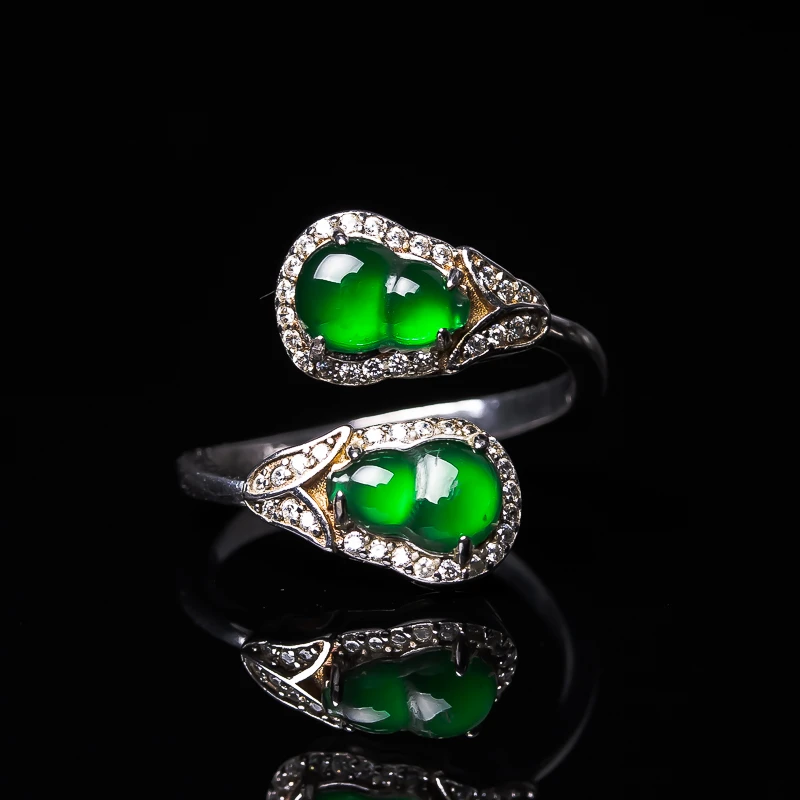 925银镶葫芦翡翠戒指