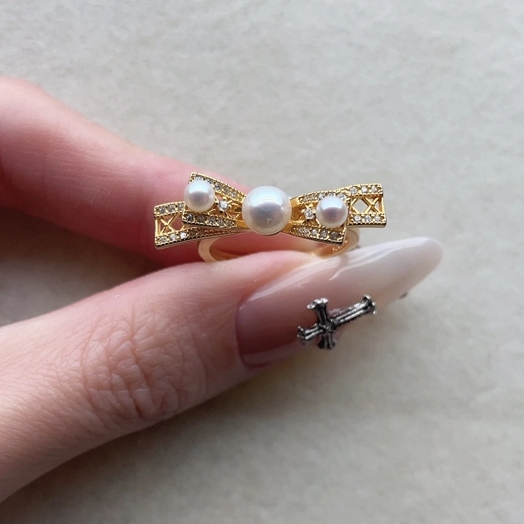 淡水珍珠银S925镶嵌戒指8