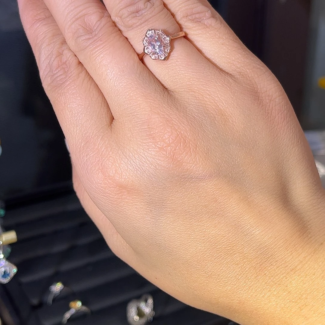 绿柱石戒指银S925镶嵌