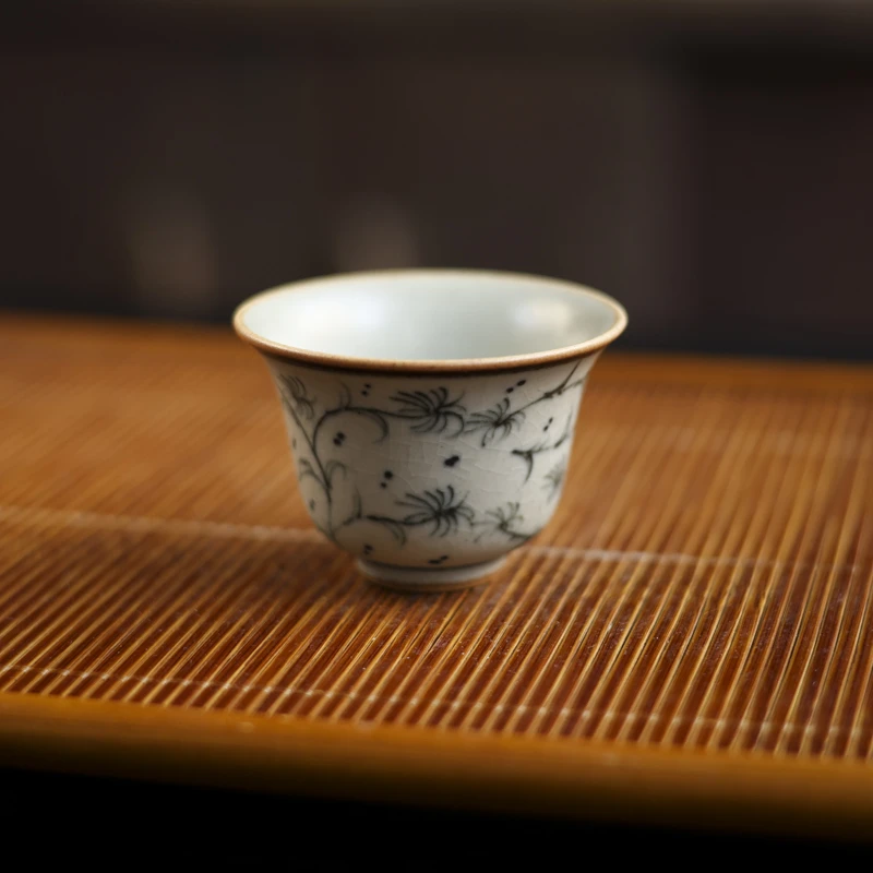 【静姐小院】蒲公英撇口杯（40ml，青墨蓝靛）（朴杯0345）