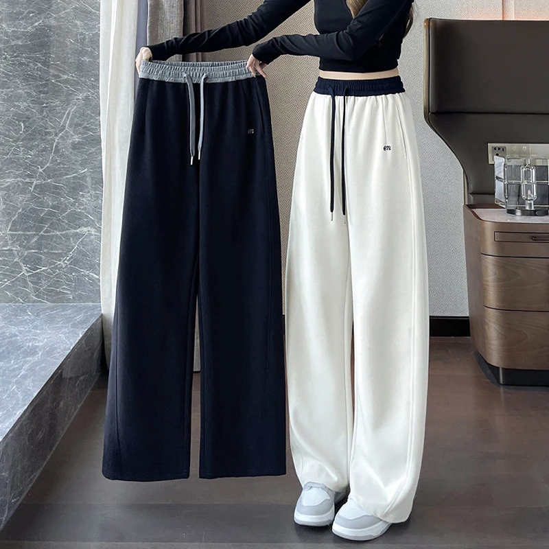 直筒休闲运动卫裤窄版阔腿裤女春秋冬季弯刀香蕉裤子显瘦百搭高腰