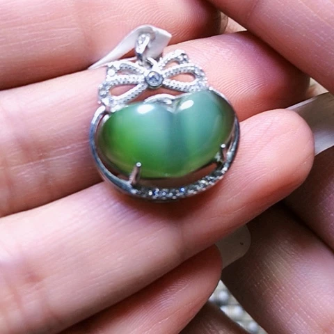 和田玉银S925镶嵌挂件