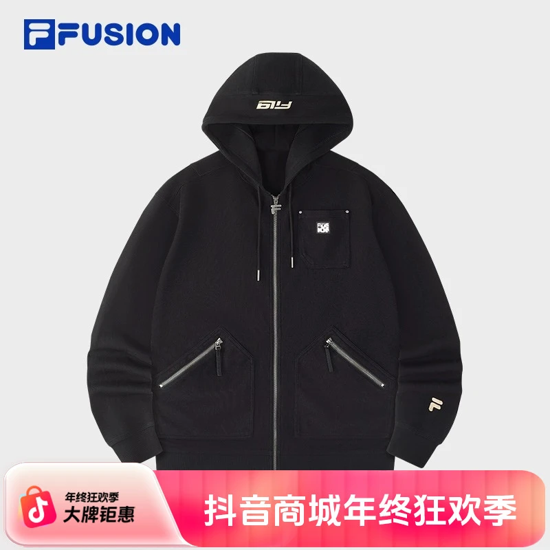 FILA FUSION斐乐潮牌针织秋季外套男2024秋新款户外休闲立领上衣