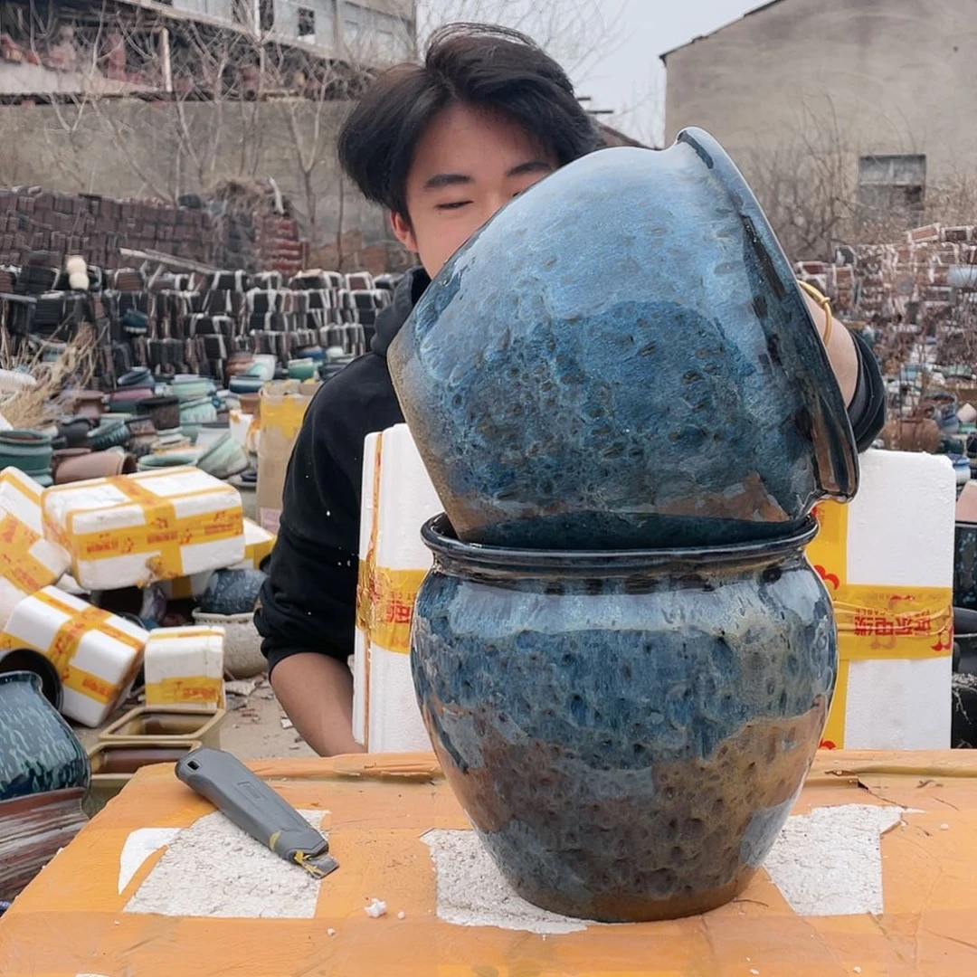 无铅玻璃宜兴紫砂花盆