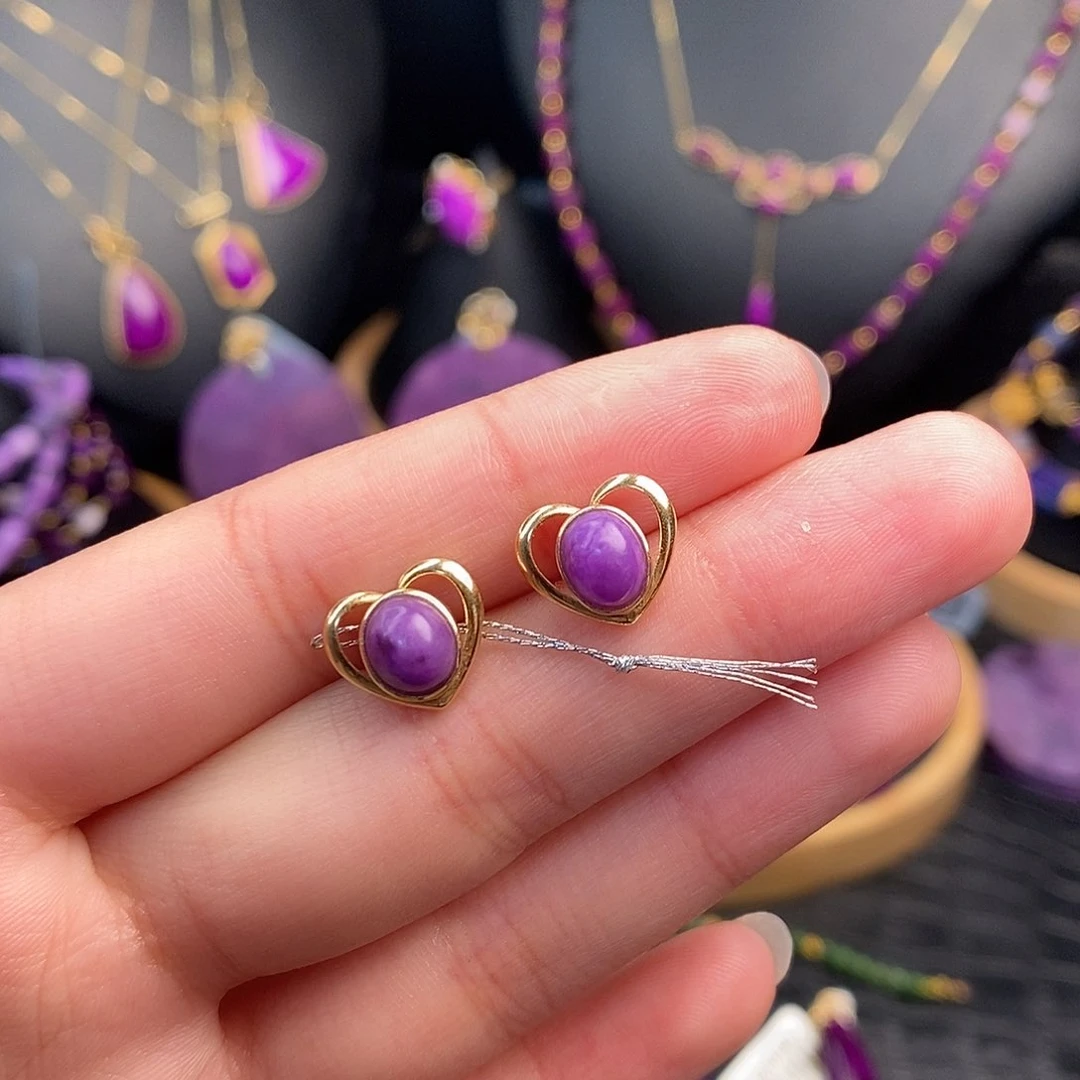 苏纪石（舒俱来）耳饰18K金镶嵌