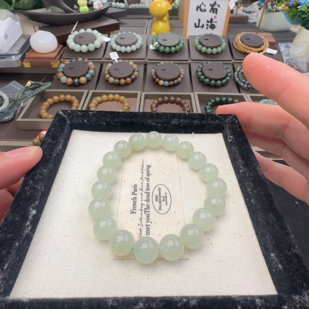 和田玉未镶嵌手链卡10冰猫薄荷晴水，65