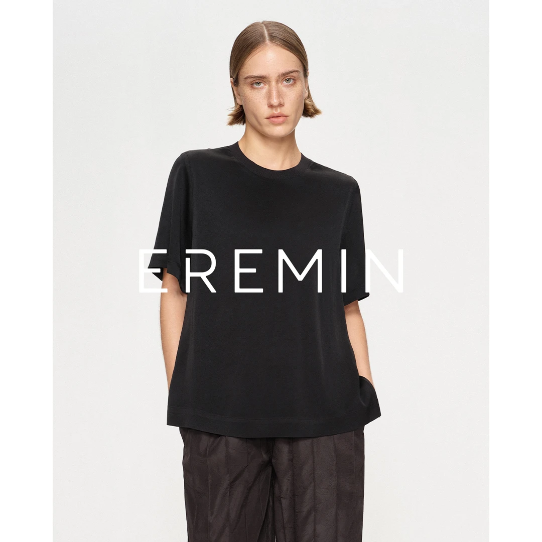 醋酸黑T/软滑亲肤螺纹拼接休闲通勤醋酸T恤55557