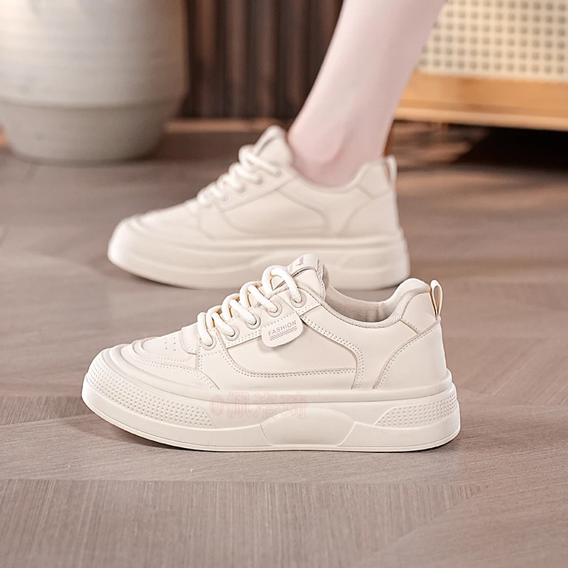 2025新款春季女鞋时尚百搭潮流厚底增高4CM板鞋ins潮鞋运动休闲鞋