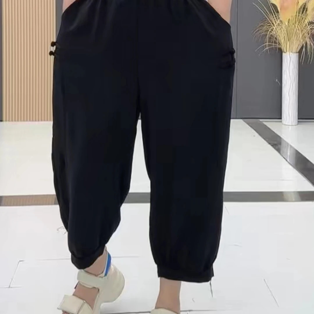 梦梦家9550款宽松遮肉显瘦清凉透气夏季哈伦八分休闲裤