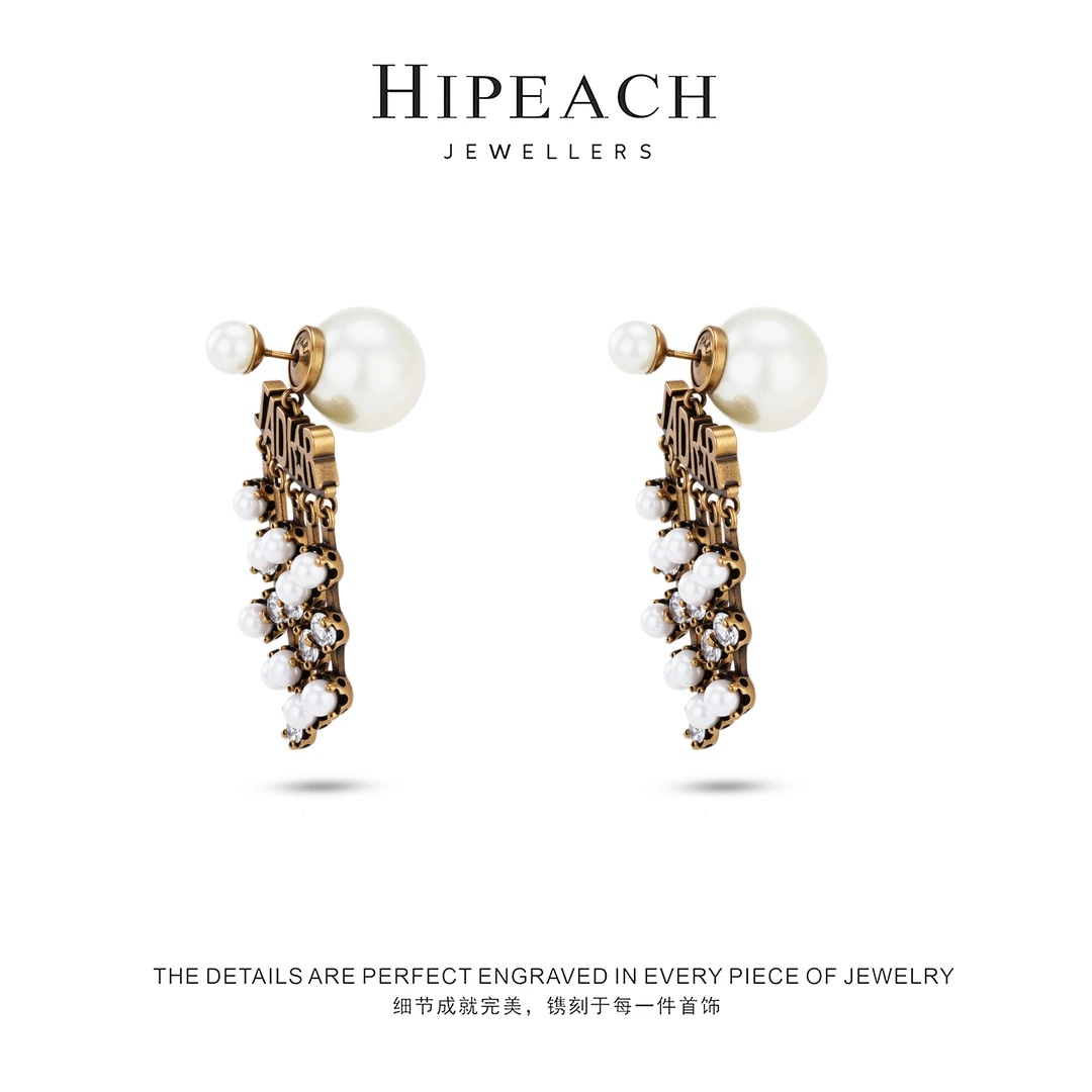 铜合金仿珍珠耳饰  镀K金♠天天♠瀑布珠珠耳钉HTW0074
