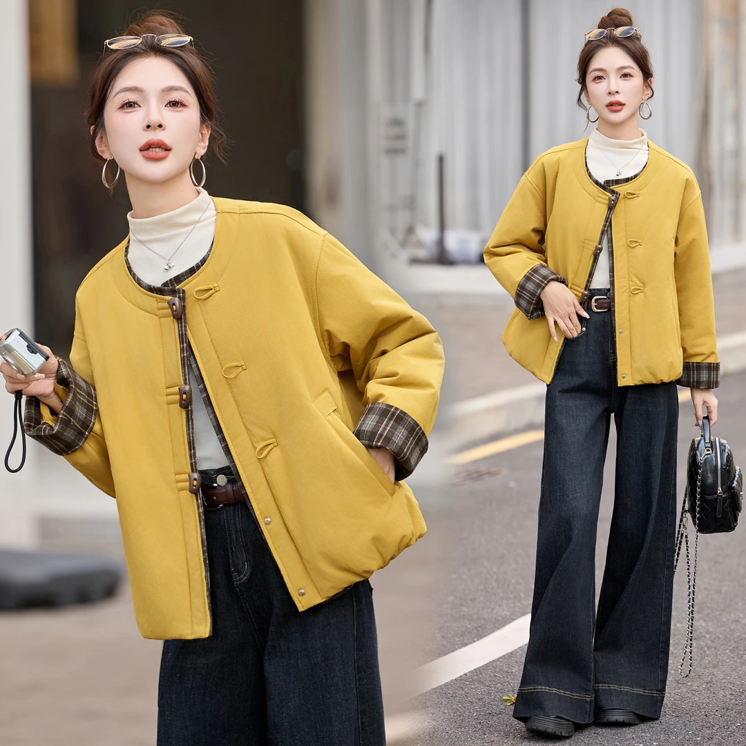 夹棉外套女2025秋冬季新款超好看洋气韩系轻薄短款时尚棉服小棉袄