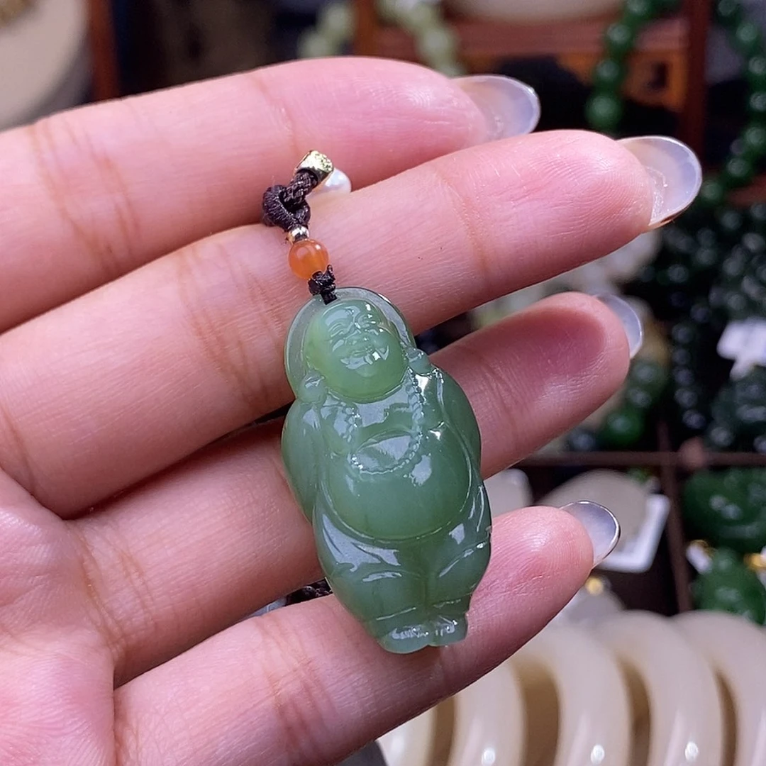 和田玉清货价碧玉猫眼逍遥佛未镶嵌