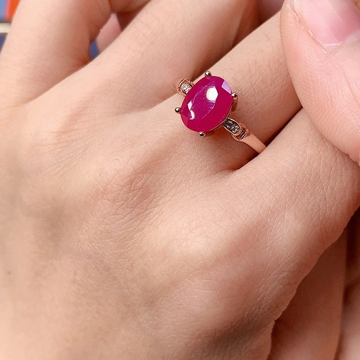 红宝石戒指银S925镶嵌