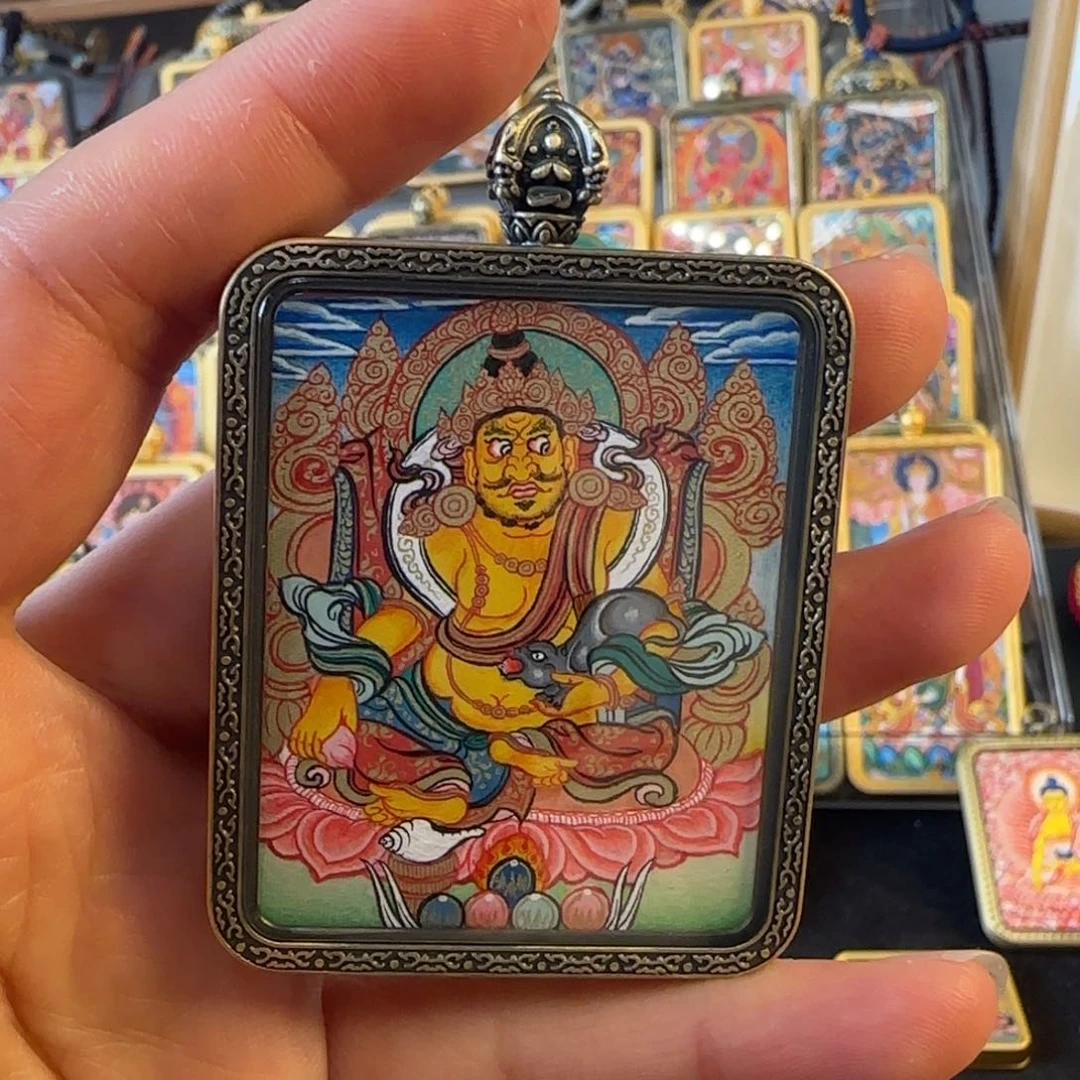 吊坠黄财神热贡唐卡
