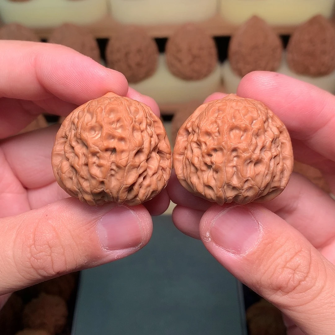 吊坠文玩核桃35小团圆橘红皮全品