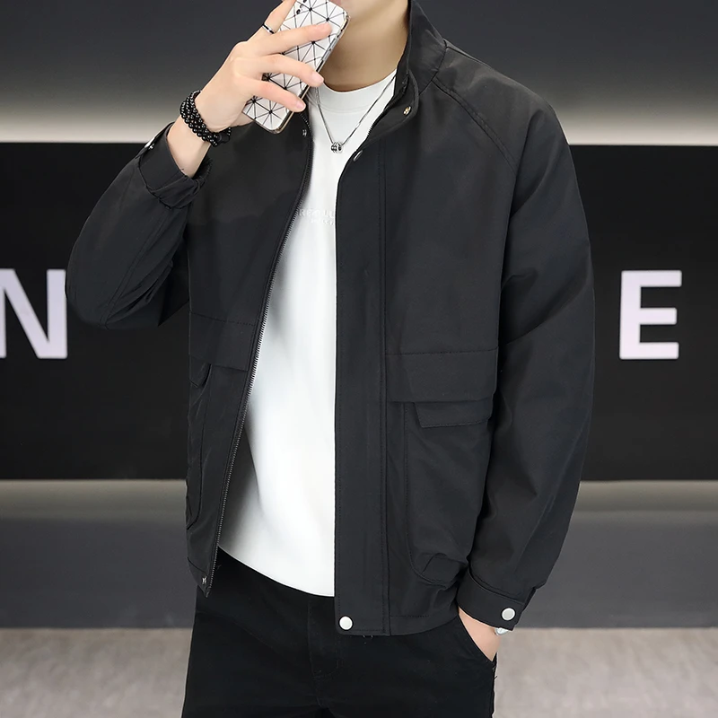 2025春秋新款男士潮牌经典翻领夹克外套韩版时尚百搭简约大气夹克